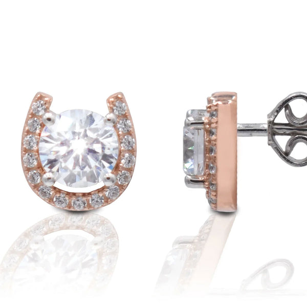 Kelly Herd Rose Gold Plated Horseshoe Stud Earrings